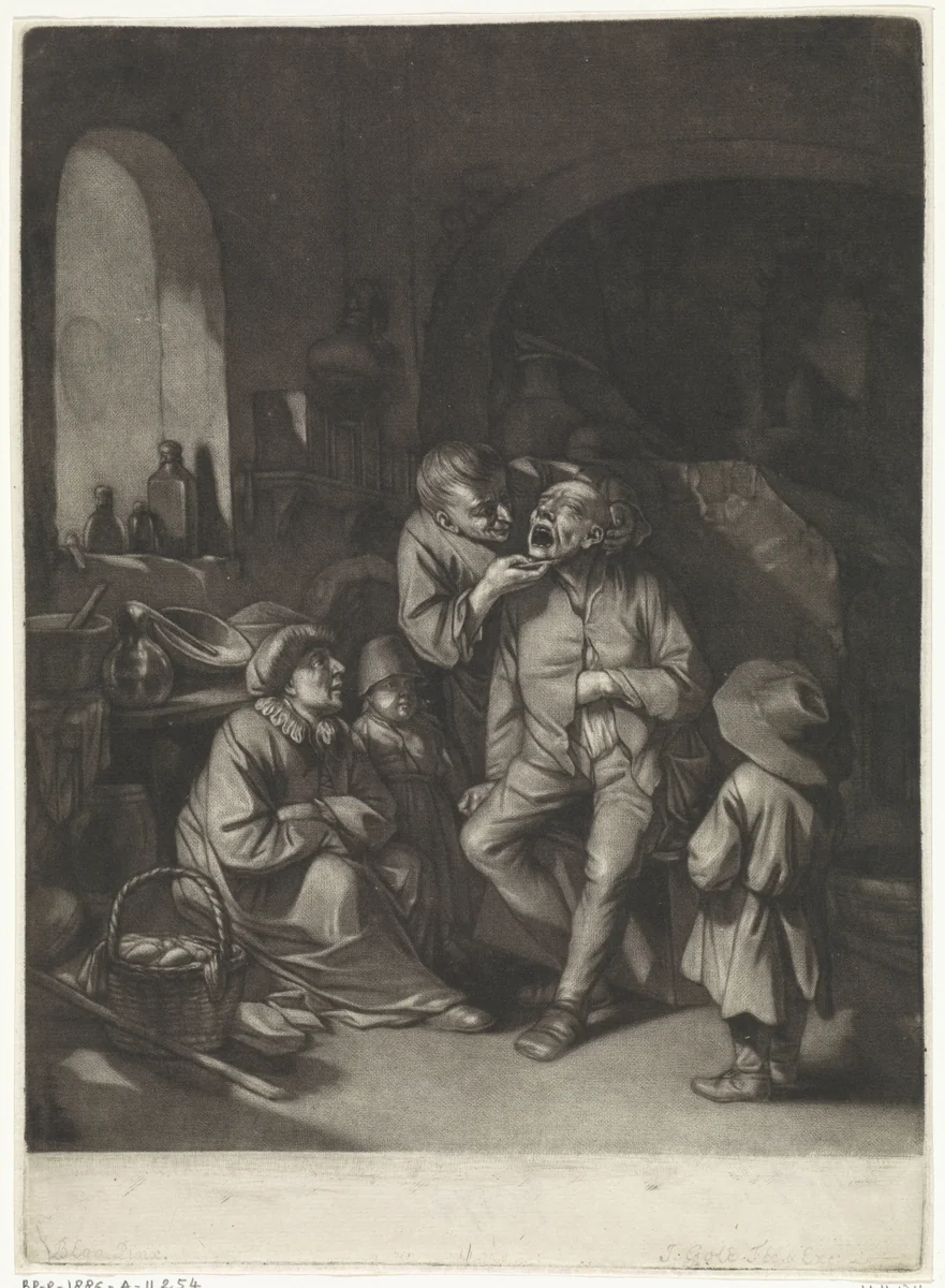 Tandarts by Jacob Gole, print, 1670-1724