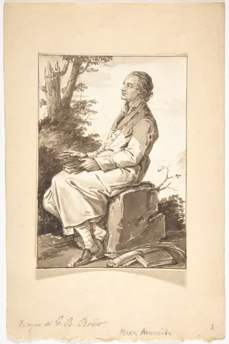 Portrait of Mark Akenside by Jean-Baptiste-François Bosio, drawing, 1780-1827