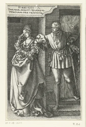 Amnon stuurt Tamar weg by Unknown, print, 1540