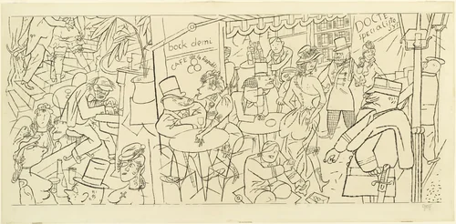 Café by George Grosz, drawing, 1926