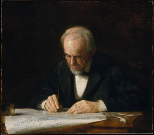The Writing Master by Thomas Eakins, artwork, 1882