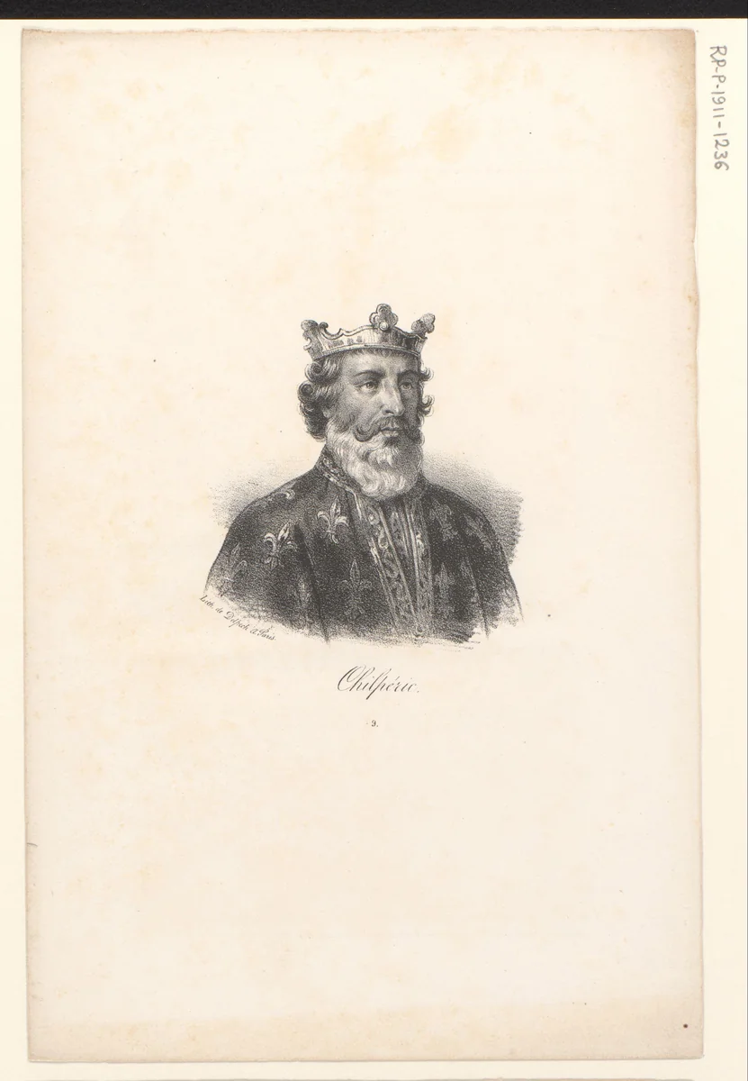 Portret van koning Chilperik I by anonymous, print, 1818-1842