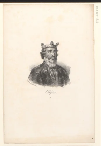 Portret van koning Chilperik I by anonymous, print, 1818-1842