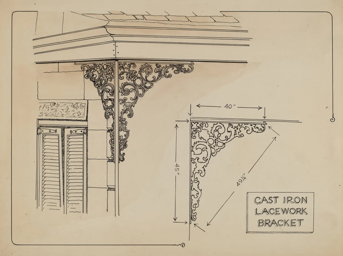 Iron Work on Balcony by Ray Price, index of american design, 1936