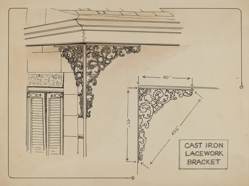 Iron Work on Balcony by Ray Price, index of american design, 1936