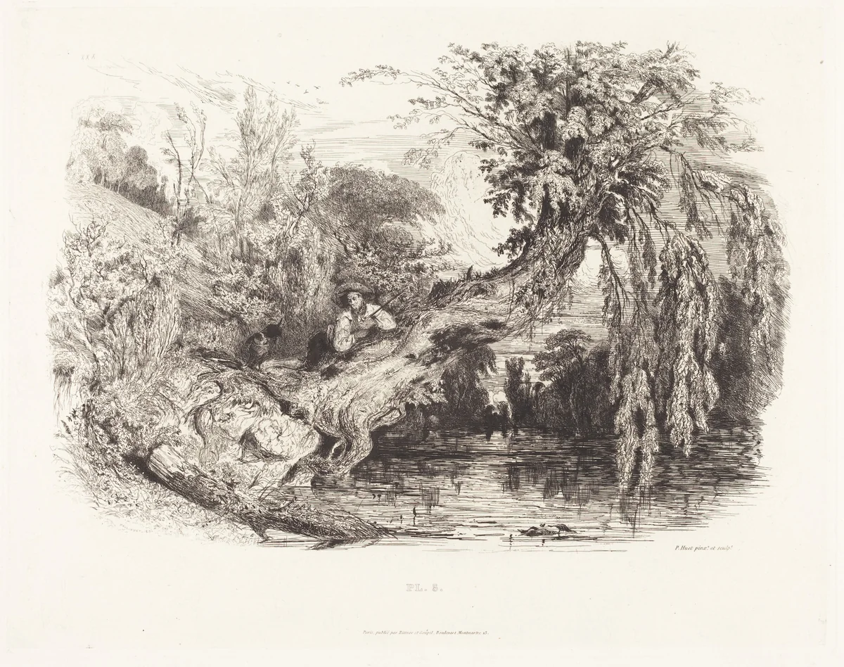 The Poacher by Paul Huet, print, 1834