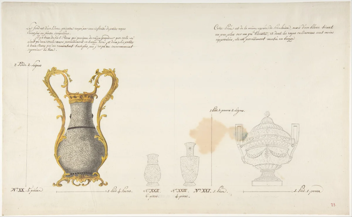 Design for Four Vases by anonymous, drawing, 1765-1790