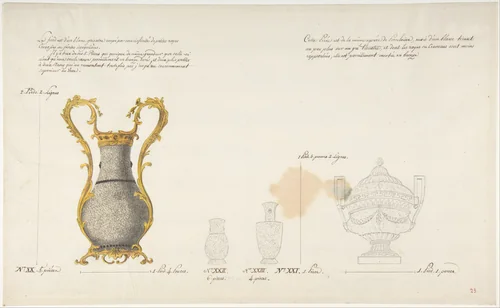 Design for Four Vases by anonymous, drawing, 1765-1790