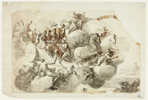Apotheosis of a Hero by Domenico Mondo, drawing, 1690-1806