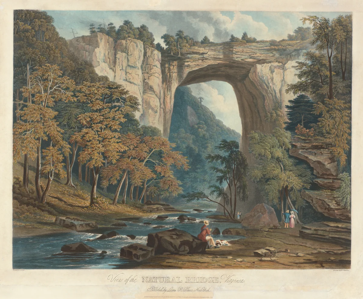 View of the Natural Bridge by William James Bennett, Jacob C. Ward, print, 1835