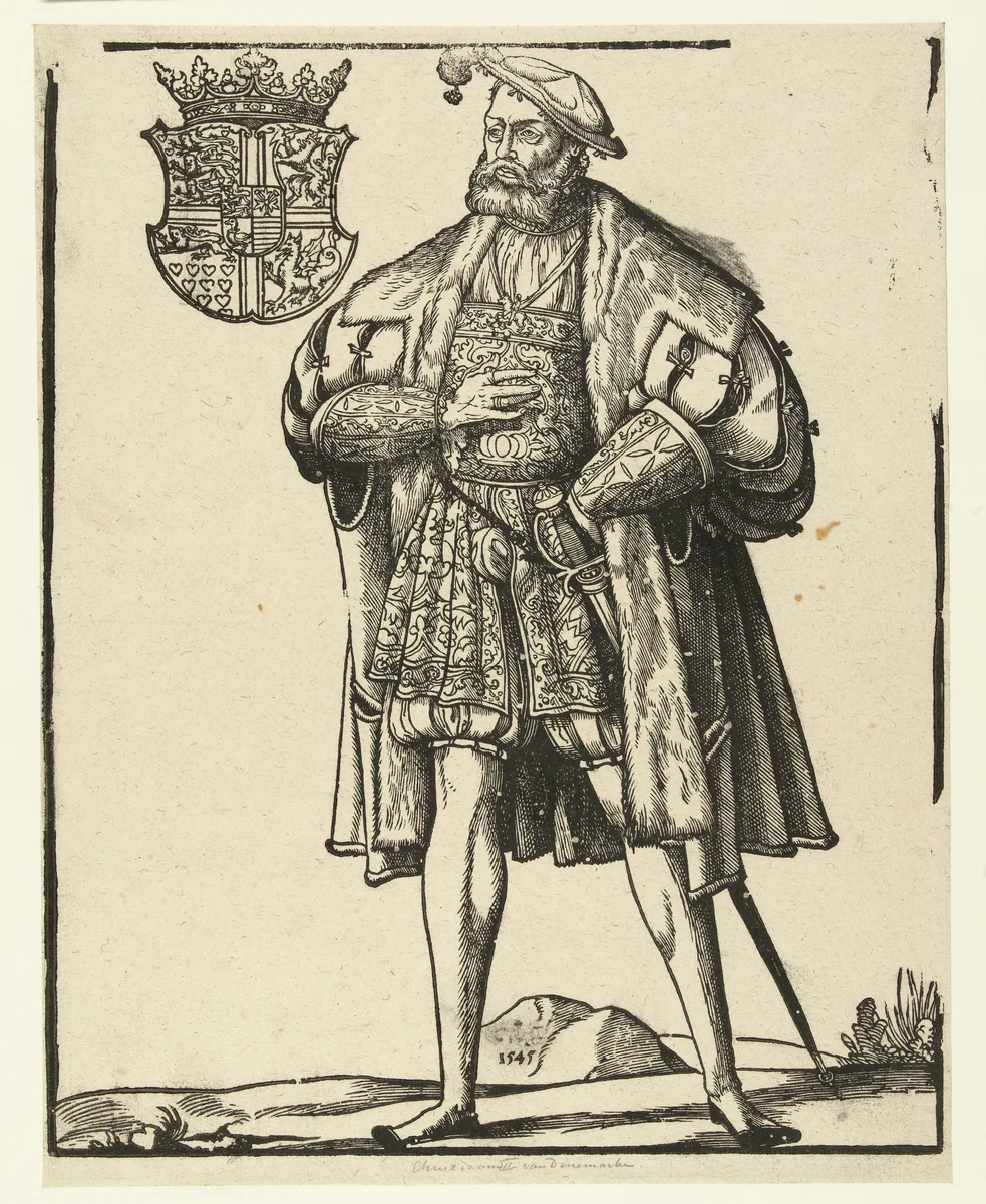 Portret van Christiaan III van Denemarken by Unknown, print, 1545