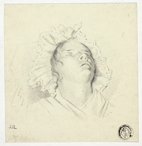 Head of Sleeping Girl by Pieter Gaal, drawing, 1800