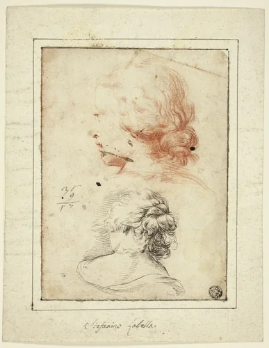 Two Studies: Female Head in Three-Quarter Profile; Female Bust Seen from the Back by Stefano della Bella, drawing, 1630-1799