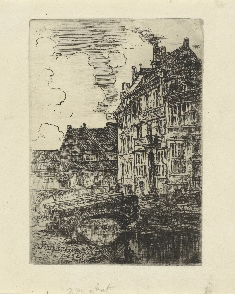 Kleine Looiersstraat te Maastricht by Alexander Schaepkens, print, 1830-1899