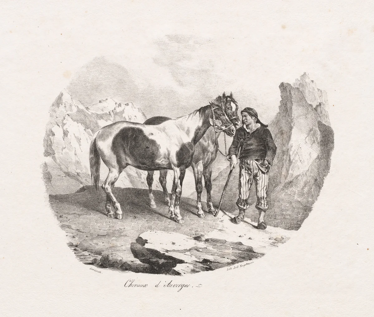 Chevaux d' Auvergne by Théodore Géricault, print, 1822
