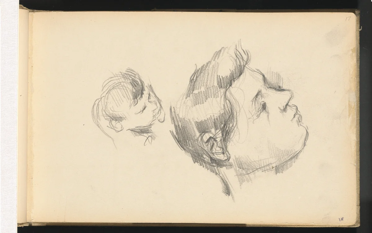 Two Heads by Paul Cezanne, drawing, 1888