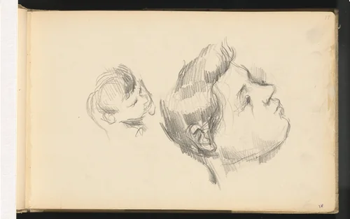 Two Heads by Paul Cezanne, drawing, 1888