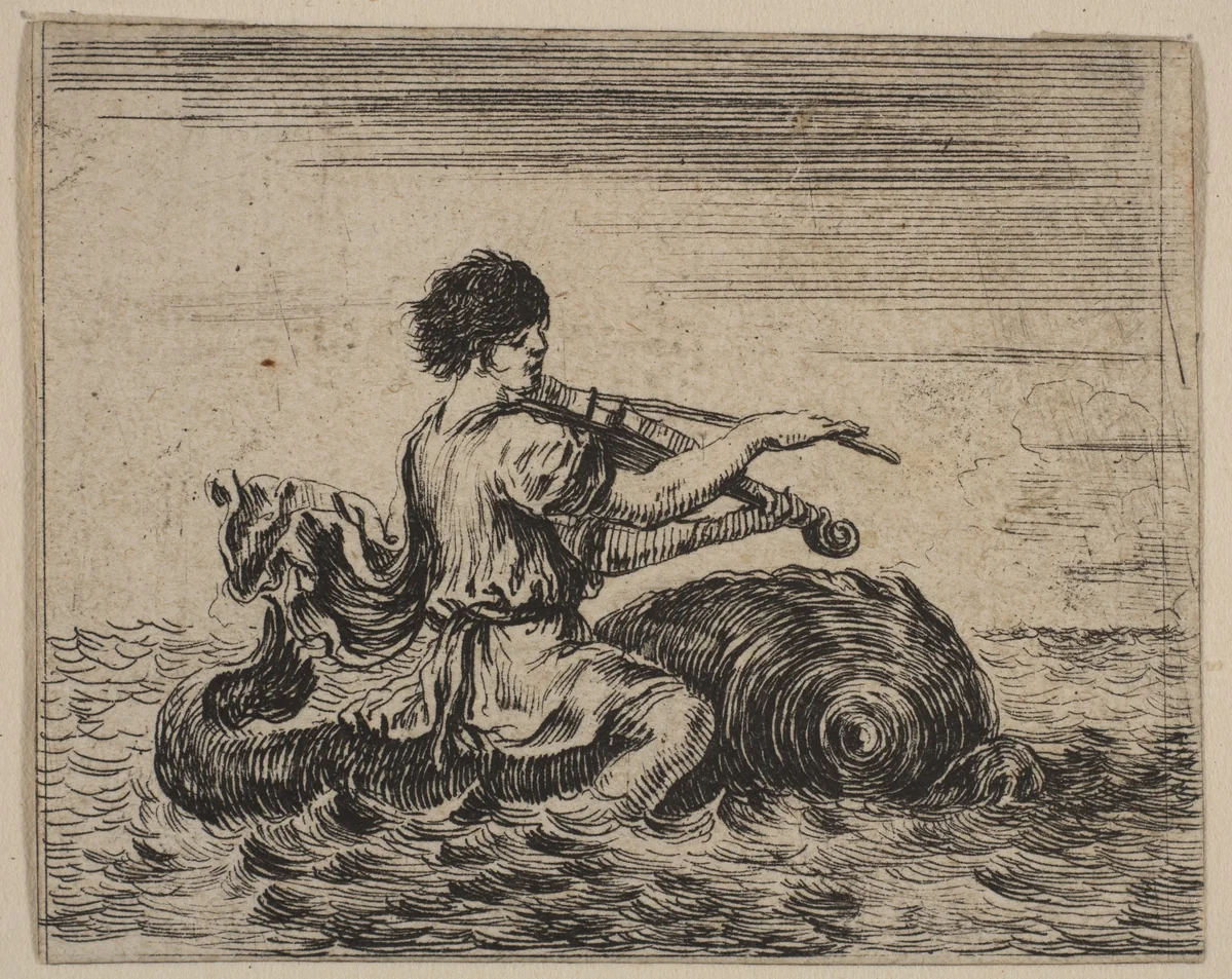 Arion, from 'Game of Mythology' (Jeu de la Mythologie) by Stefano della Bella, print, 1644