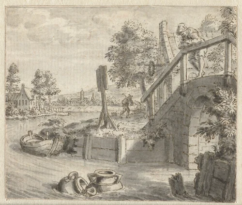 Kruik en de ketel by anonymous, drawing, 1668-1740
