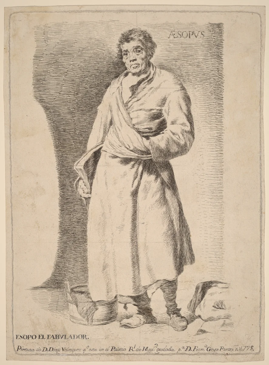 Aesopvs (Aesop) by Francisco Goya; Diego Velázquez, print, 1778