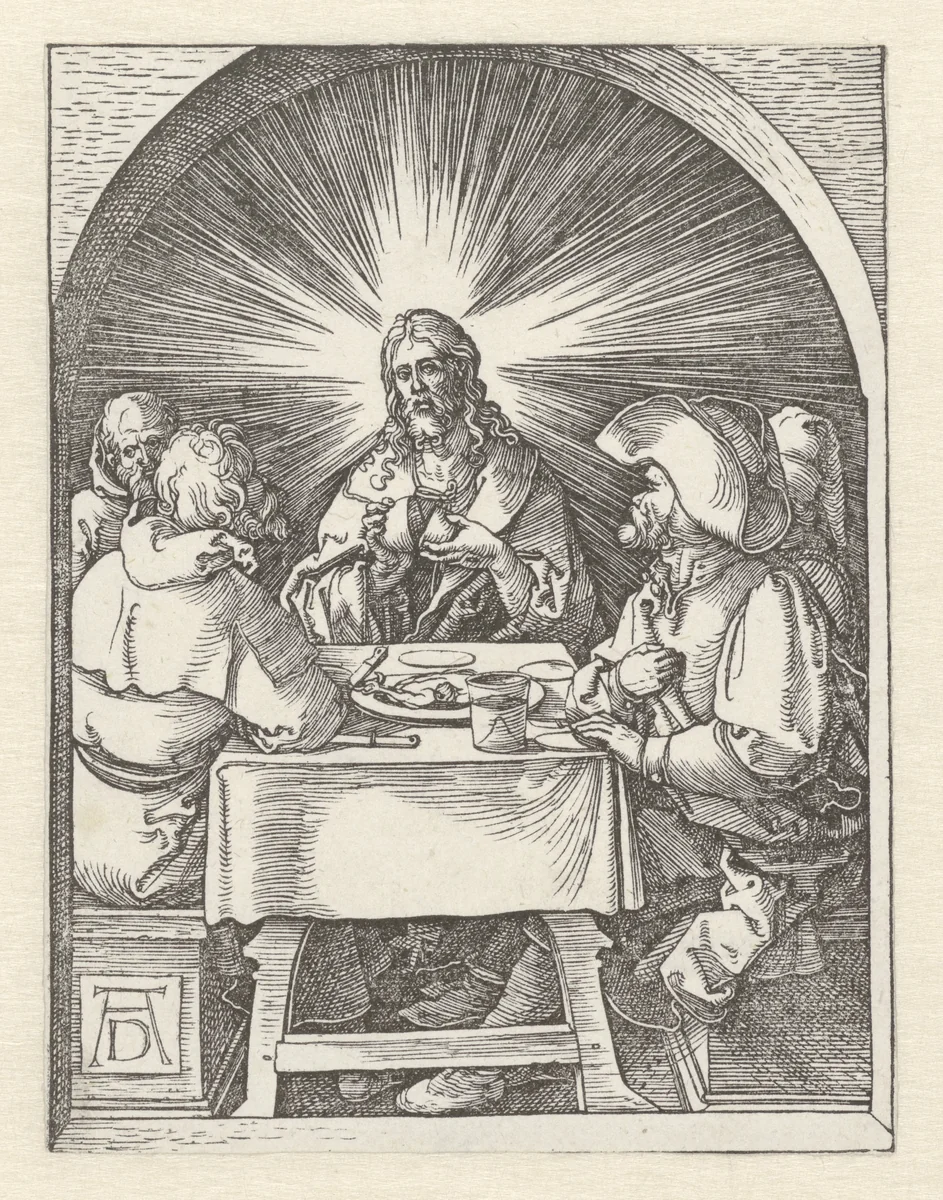 Christus in Emmaüs by Unknown, print, 1510