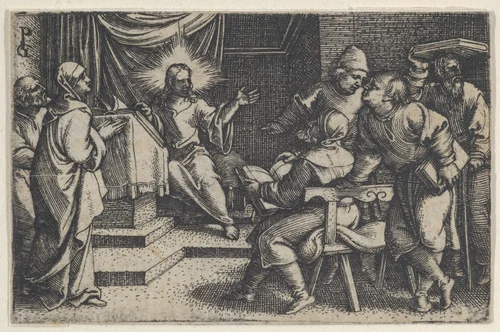 Christ with the Doctors in the Temple, from The Story of Christ by Georg Pencz, print, 1534-1535