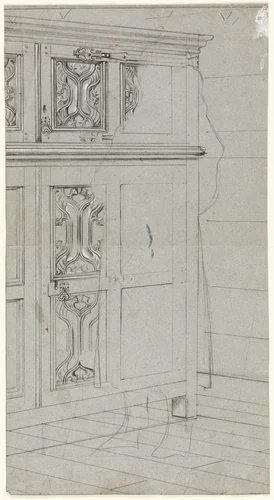 Sketch of a Cabinet by Henry Stacy Marks, drawing, 1849-1898