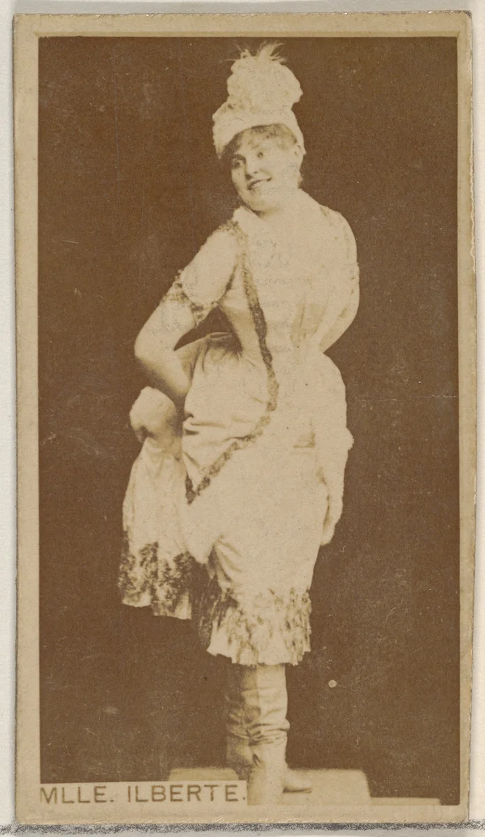 Mlle. Ilberte, from the Actors and Actresses series (N45, Type 8) for Virginia Brights Cigarettes by Allen & Ginter, photograph, 1885-1891