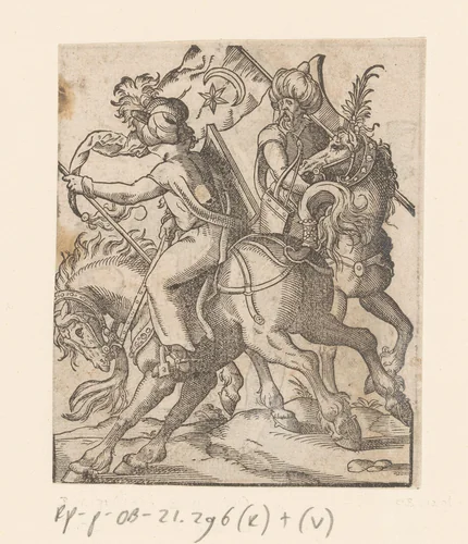 Twee Turkse ruiters by anonymous, print, 1580