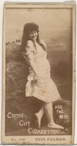Card Number 180, Miss Palmer, from the Actors and Actresses series (N145-2) issued by Duke Sons & Co. to promote Cross Cut Cigarettes by W. Duke, Sons & Co., photograph, 1880-1889