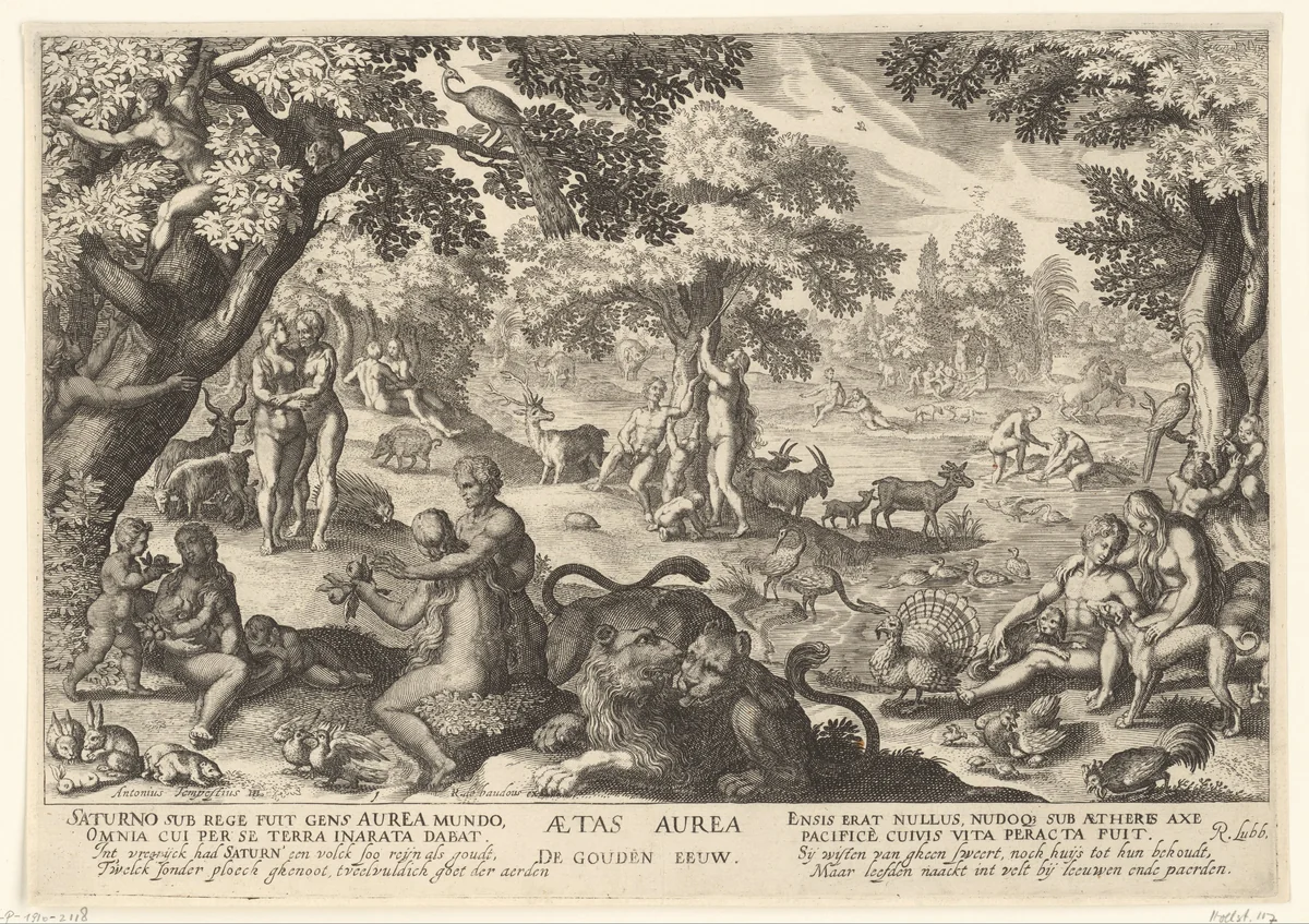 Het gouden tijdperk by Robert de Baudous, print, 1591-1659
