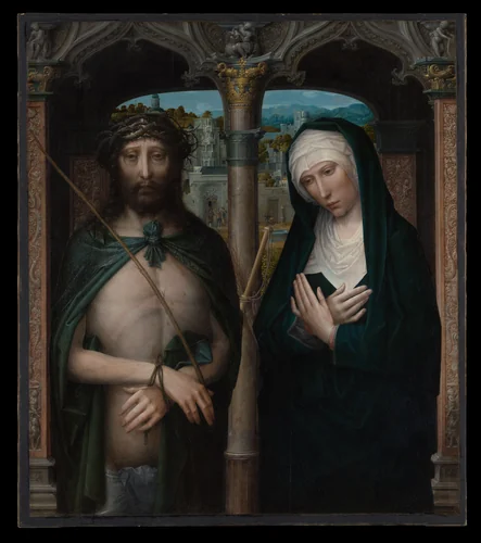 Christ Crowned with Thorns (Ecce Homo), and the Mourning Virgin (Mater Dolorosa) by Adriaen Isenbrant, painting, 1530-1540
