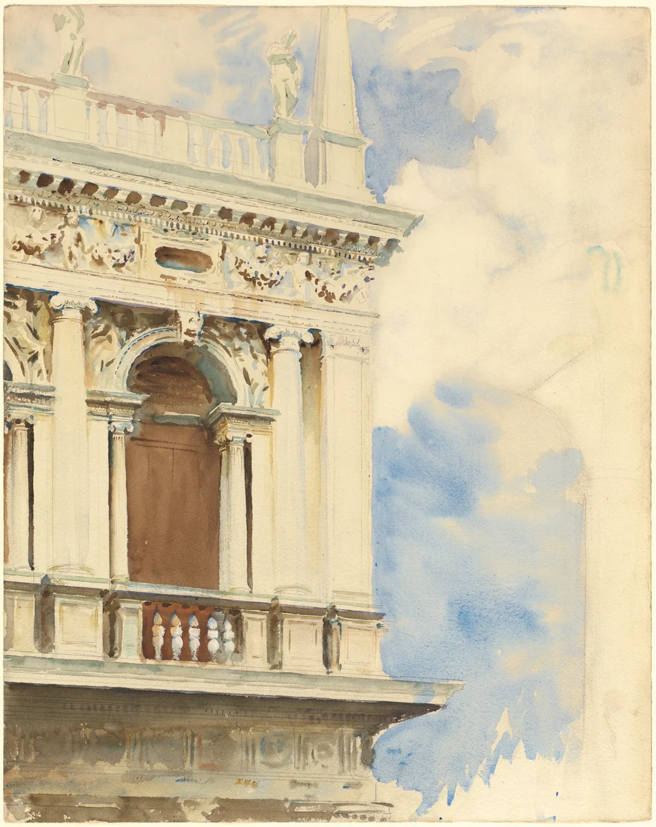A Corner of the Library in Venice by John Singer Sargent, drawing, 1904-1907