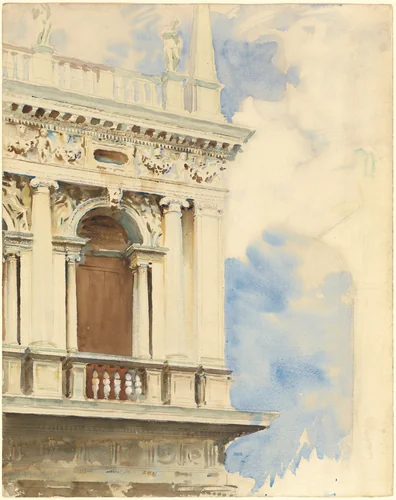 A Corner of the Library in Venice by John Singer Sargent, drawing, 1904-1907