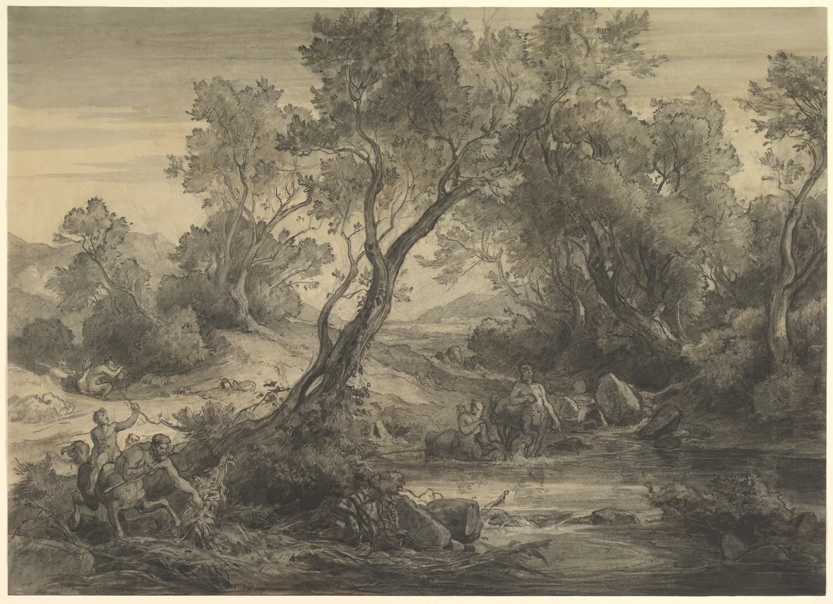Centaurs at a Pond by Friedrich Preller, drawing, 1824-1878