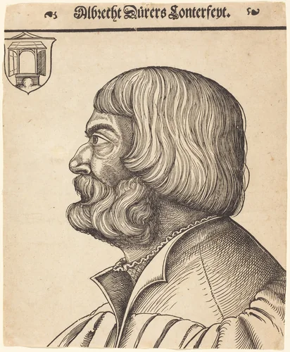 Albrecht Dürer at Age Fifty-Six by Erhard Schön, print, 1528