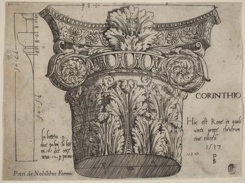 Capital from the Colosseum, Rome by Master PS, print, 1537