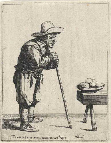 Boer met wandelstok by Quirin Boel, print, 1630-1668