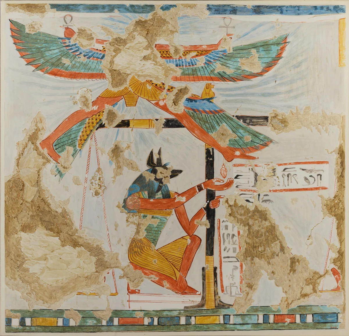 Anubis Weighing the Heart, Tomb of Nakhtamun by Nina de Garis Davies, artwork, -1279--1213