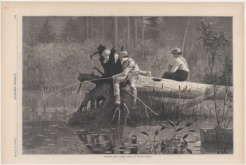 Waiting for a Bite (from "Harper's Weekly," Vol. XVIII) by Winslow Homer, print, 1874