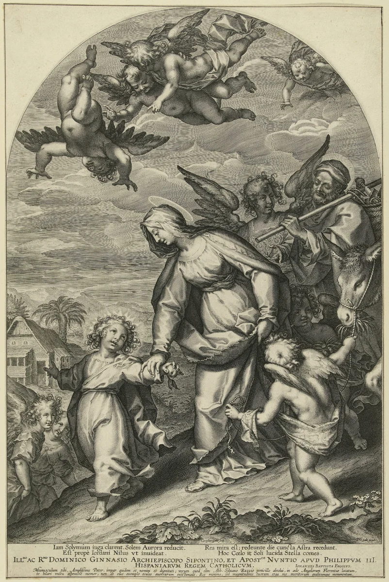 Terugkeer van de Heilige Familie uit Egypte by Unknown, print, 1592-1610