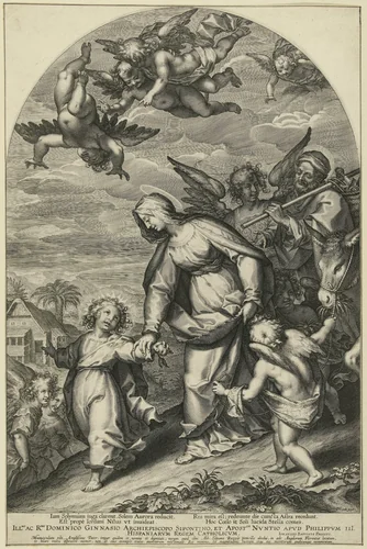Terugkeer van de Heilige Familie uit Egypte by Unknown, print, 1592-1610