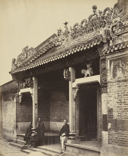 Temple in North Street, Canton by Felice Beato, photograph, 1860