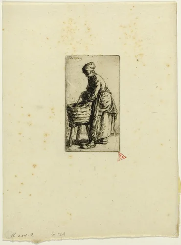 Washerwoman by Charles-Émile Jacque, print, 1850