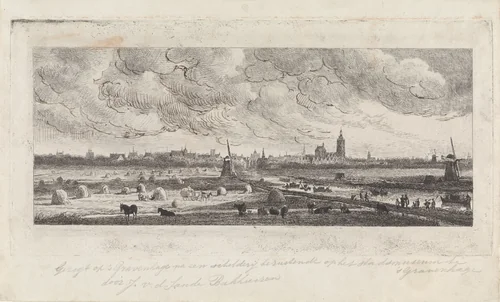 Gezicht op 's Gravenhage by Julius Jacobus van de Sande Bakhuyzen, print, 1845-1885