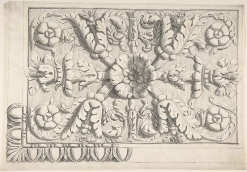 Classical Ceiling Moldings with Floral Ornament by Thomas Hardwick, drawing, 1776-1779