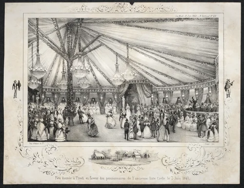 Fête donnée à Tivoli en faveur des pensionnaires de l'ancienne liste civile le 3 Juin 1840 by Jules Platier, print, 1840