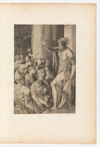 St. Paul Preaching in Athens by Andrea Schiavone, print, 1510-1563