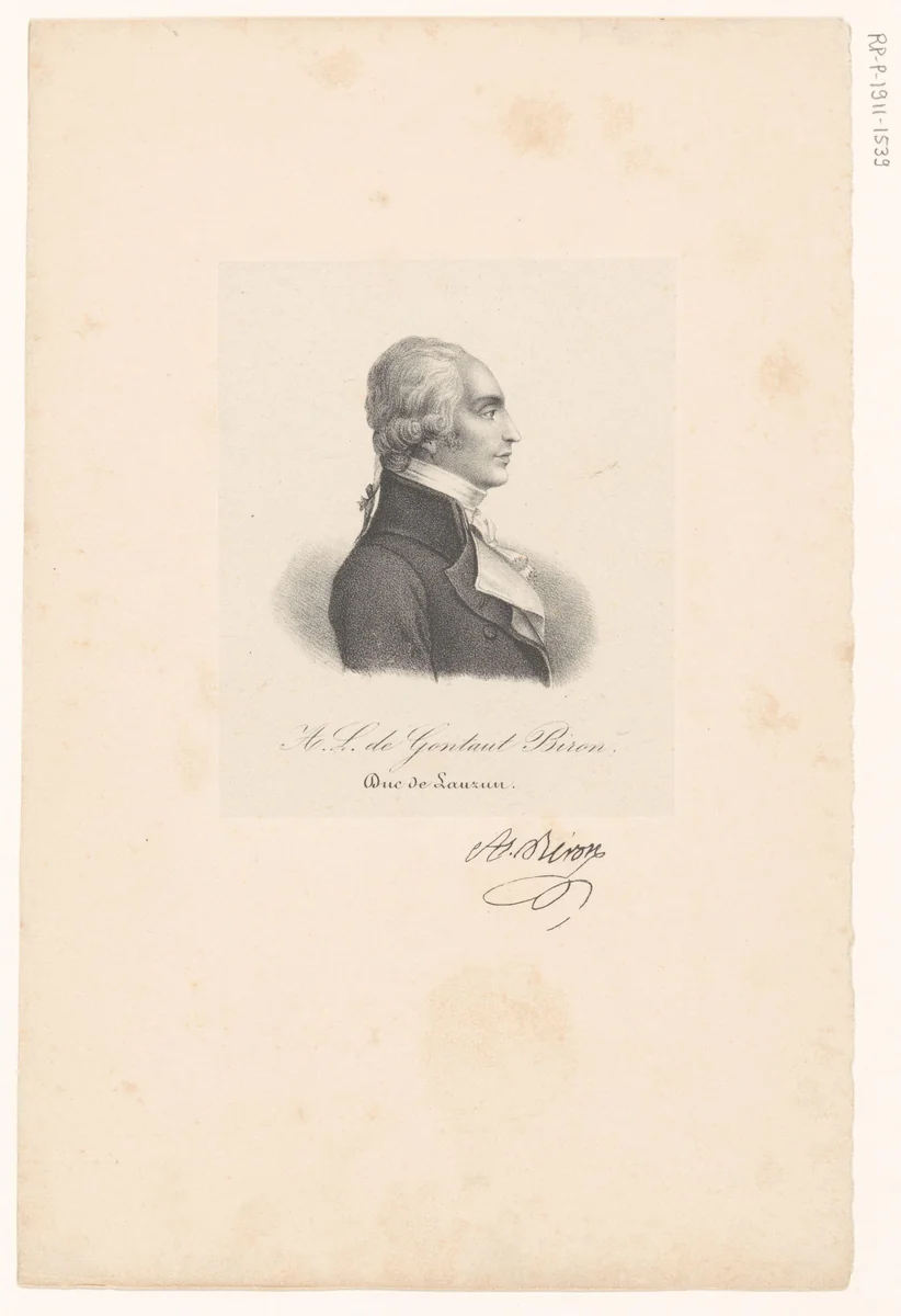 Portret van Armand-Louis de Gontaut Biron by anonymous, print, 1818-1842