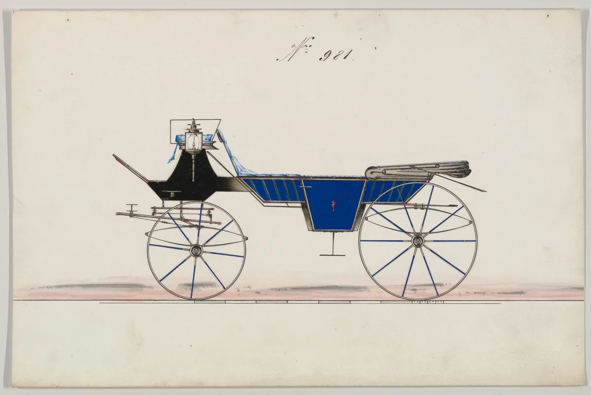Design for Vis-à-vis/ Caleche, no. 981 by Brewster & Co., drawing, 1850-1870